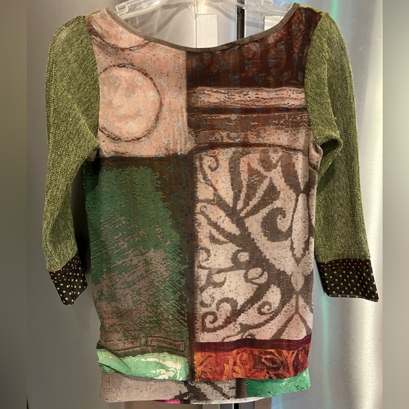 ANTHROPLOGIE Anac SHIRT Side Knot Tie Neck MIXED PRINTS Art to Wear  ROMANTIC S - Picture 6 of 16